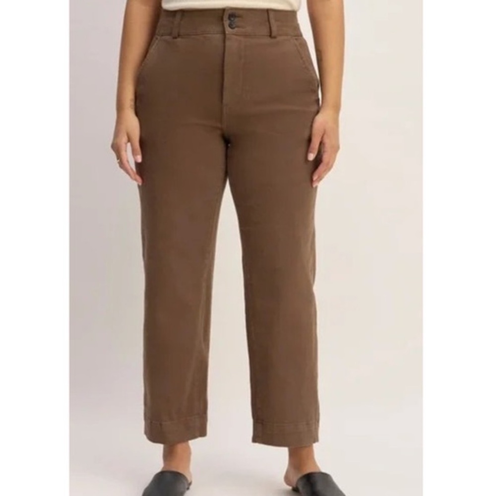 NWT Everlane The Organic Straight Leg Pant Size 00 Cocoa Brown